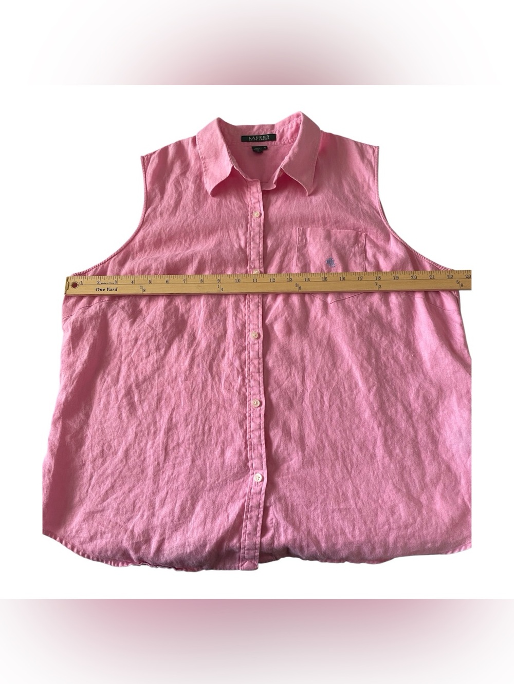Lauren Ralph Lauren Pink Sleeveless Linen Women’s Shirt, XL - Picture 9 of 12